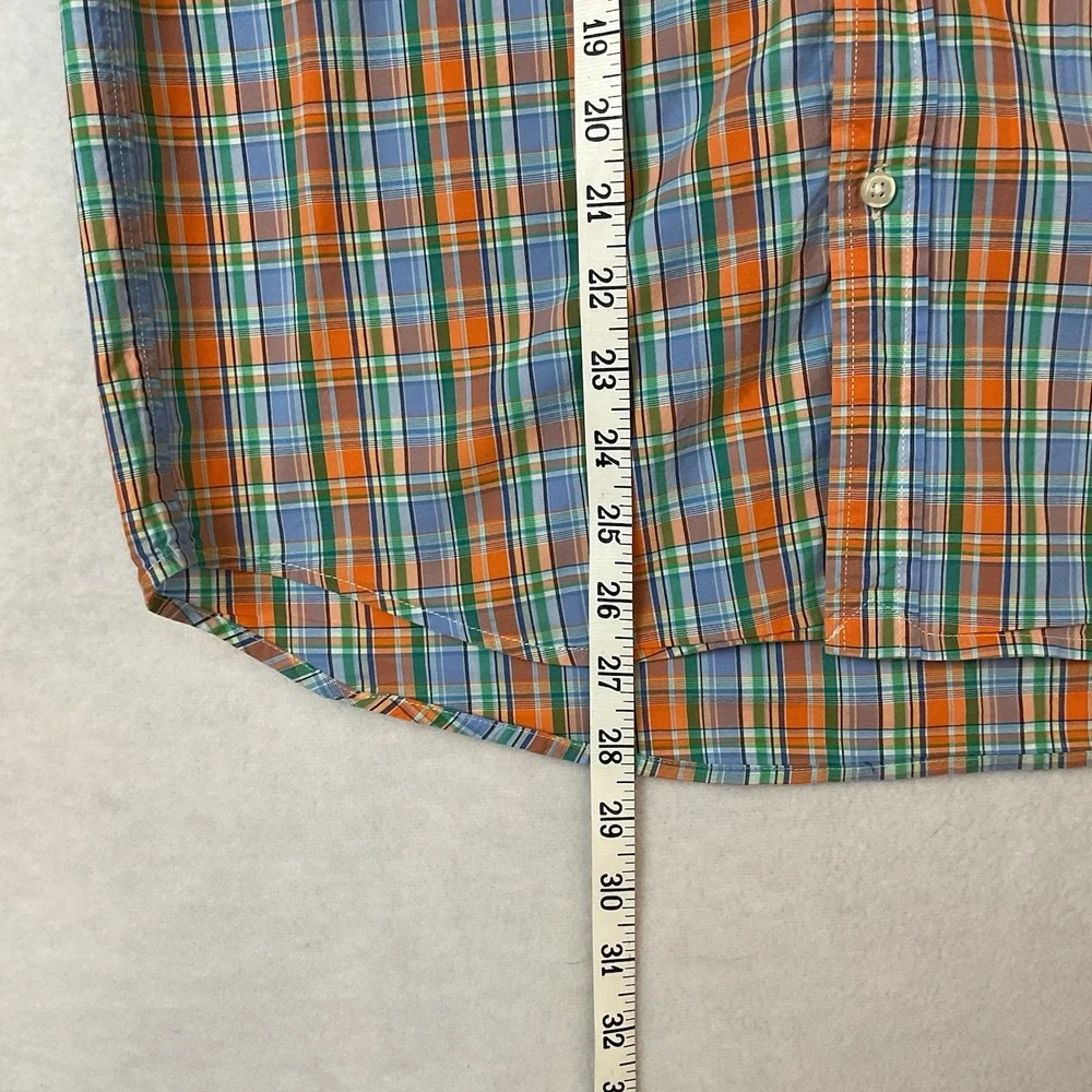 Ralph Lauren Plaid Shirt Boys XL (18-20) Blue Orange Long Sleeve Button Up Down